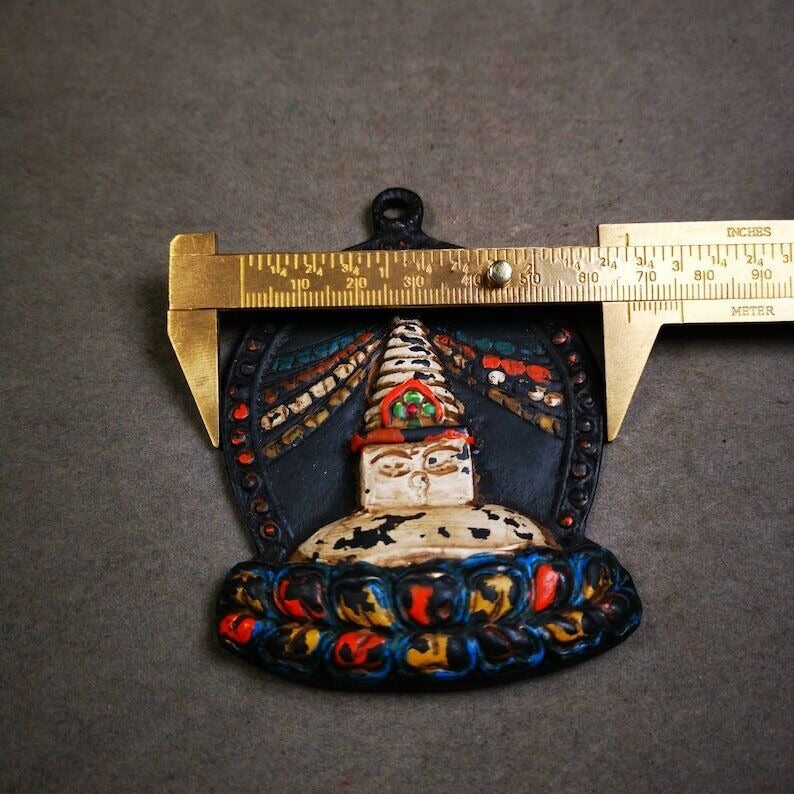 Gandhanra Antique Tibetan Buddhist Statue,Stupa Badge,Pagoda Amulet,Buddhist Tower,Made of Thokcha