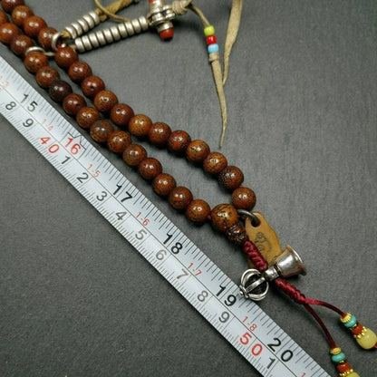 Gandhanra Authentic Tibetan Rosary, 9mm Old Lotus Seed Mala Beads - Prayer Beads, Handcrafted Tibetan Mala with Unique Mix of Treasures