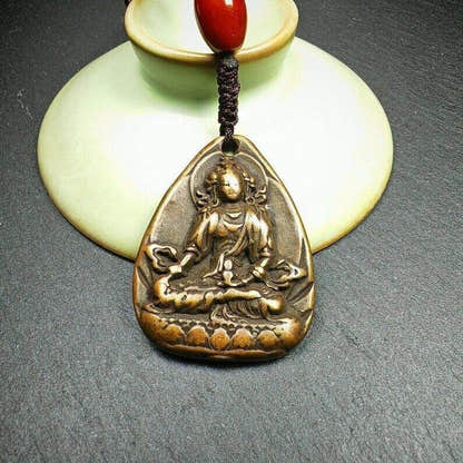 Statue Amulet,Green Tara Pendant - Tibetan Buddhist amulet, view 8