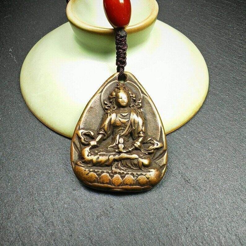 Statue Amulet,Green Tara Pendant - Tibetan Buddhist amulet, view 8