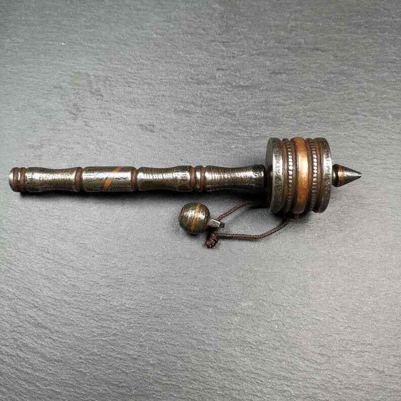 Gandhanra Handmade Tibetan Handheld Prayer Wheel,Mani Wheel,Small Size 13cm