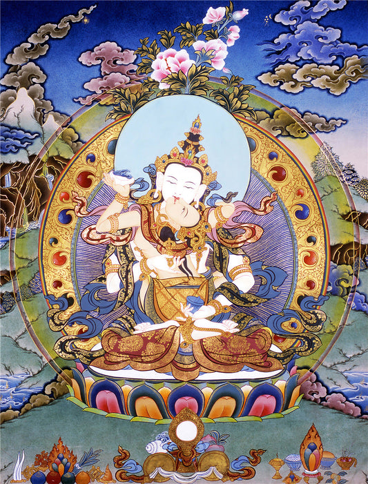 Gandhanra Handmade Thangka - Vajrasattva in Yab Yum - from Kathok Monastery