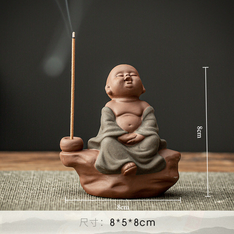 Purple Sand Buddha Statue Incense Holder