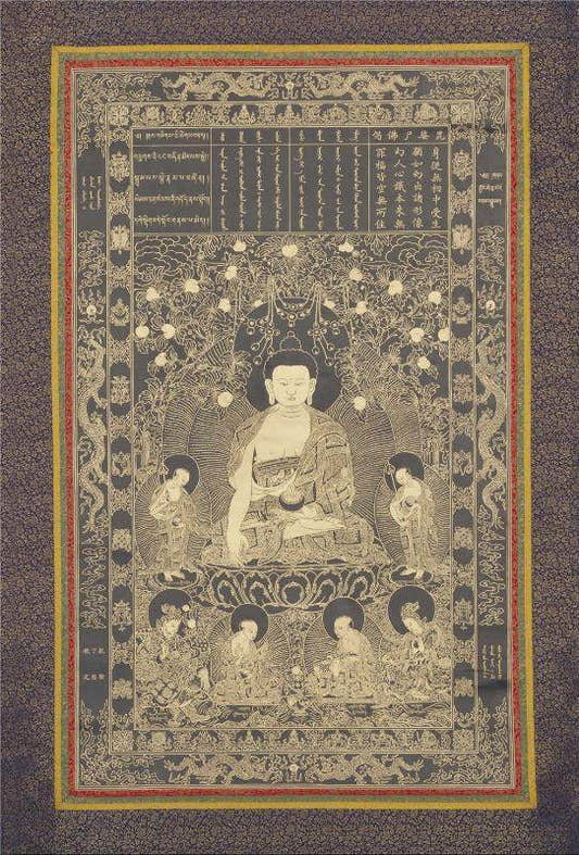 Vipasyin - Tibetan thangka painting, front view