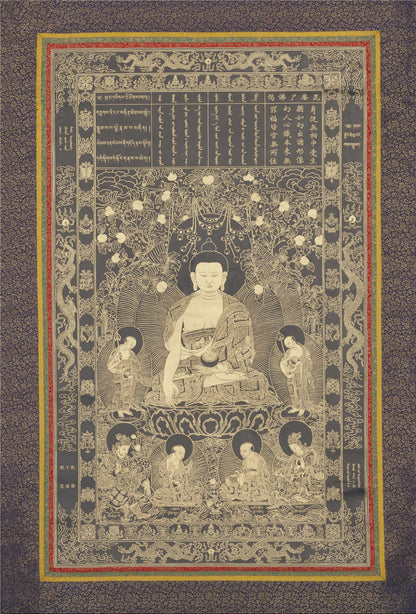Gandhanra Tibetan Thangka Art - Vipaśyin - from Kathok Monastery - Giclee Print with Mineral Pigments