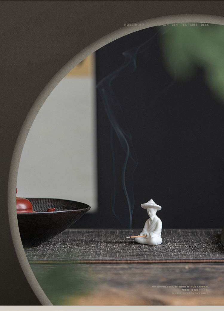 Ceramic Fisherman Incense Holder - Tibetan Buddhist statue, view 7
