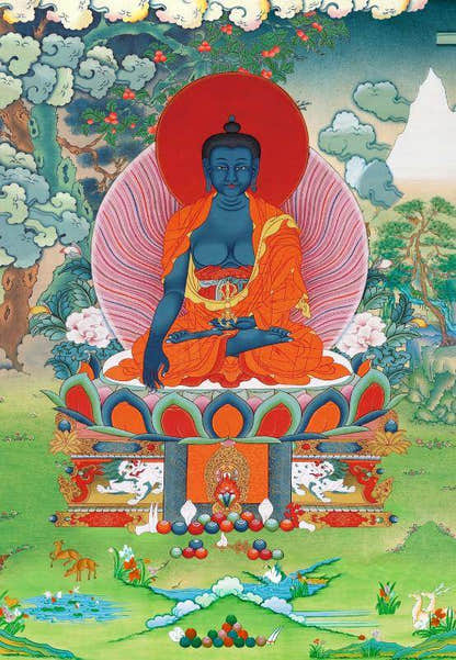 Acala / Akshobhya - Tibetan thangka painting, front view