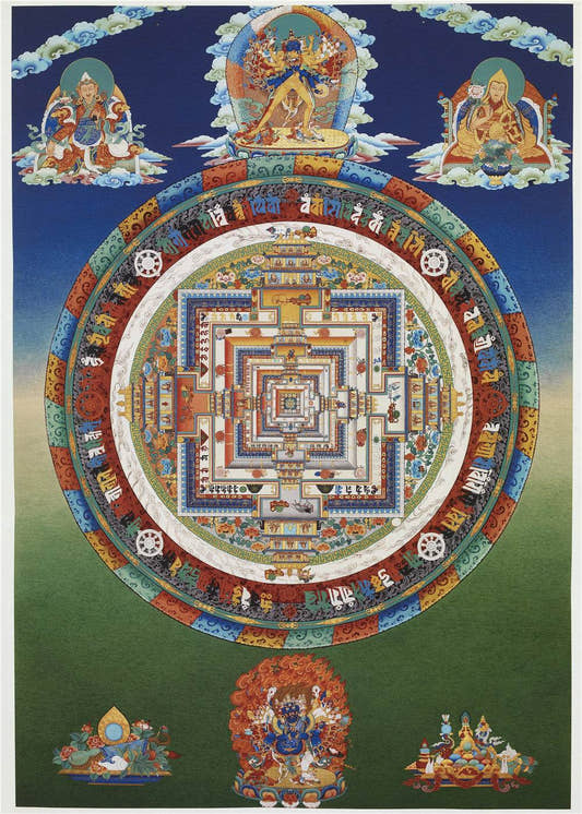 Kalacakravajra Mandala Thangka - Tibetan thangka painting, front view