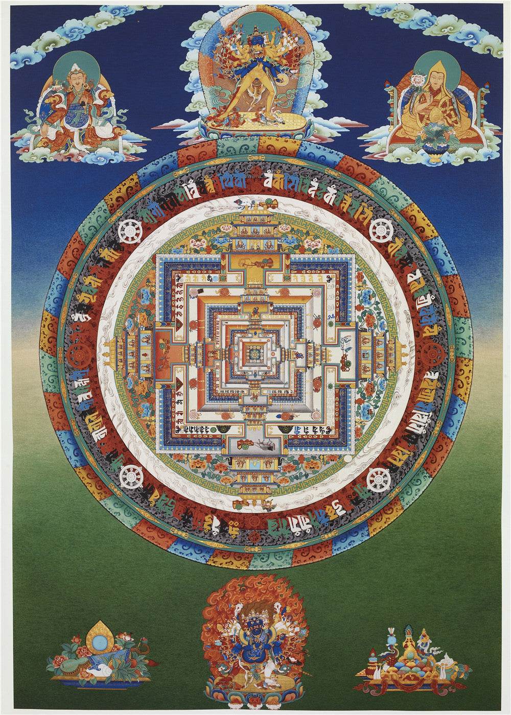 Kalacakravajra Mandala Thangka - Tibetan thangka painting, front view