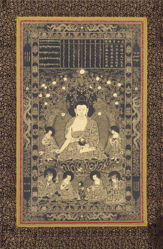 Viśvabhu - Tibetan thangka painting, front view