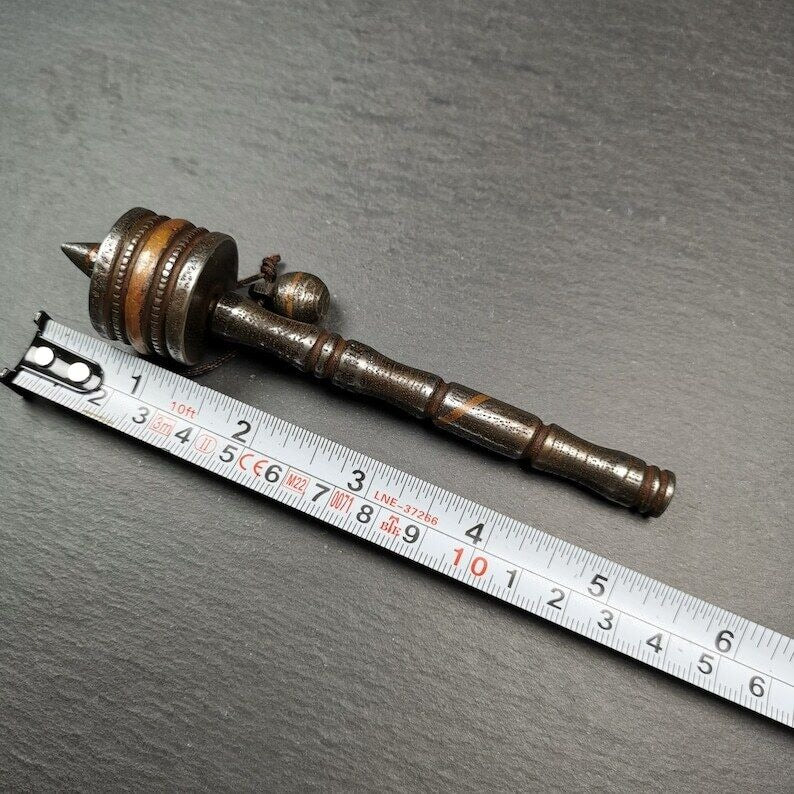 Gandhanra Handmade Tibetan Handheld Prayer Wheel,Mani Wheel,Small Size 13cm