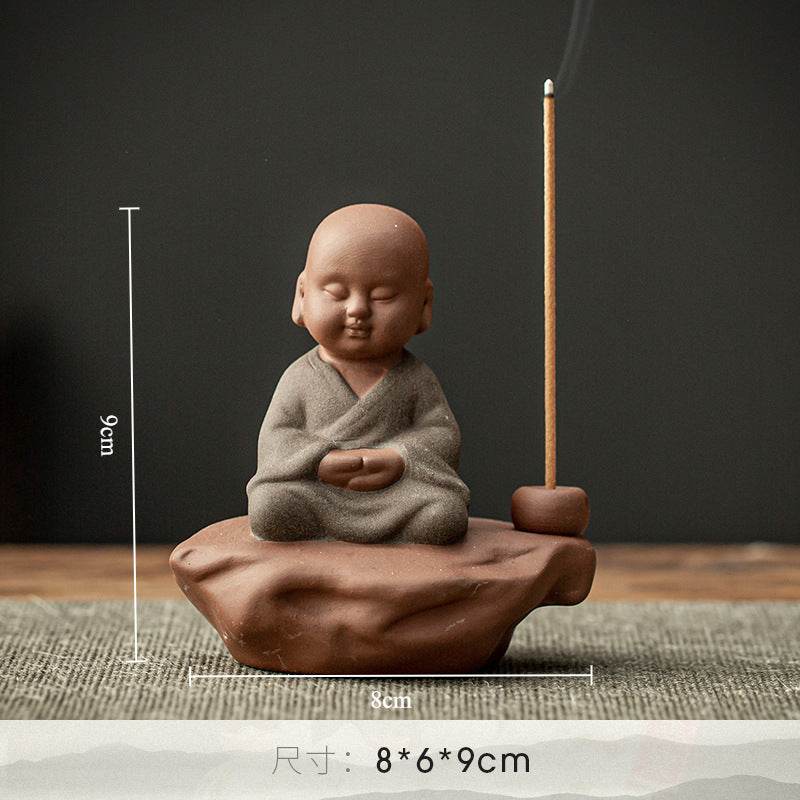 Purple Sand Buddha Statue Incense Holder - Tibetan Buddhist statue, view 7
