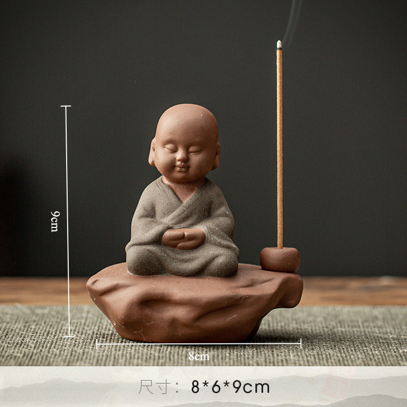 Purple Sand Buddha Statue Incense Holder