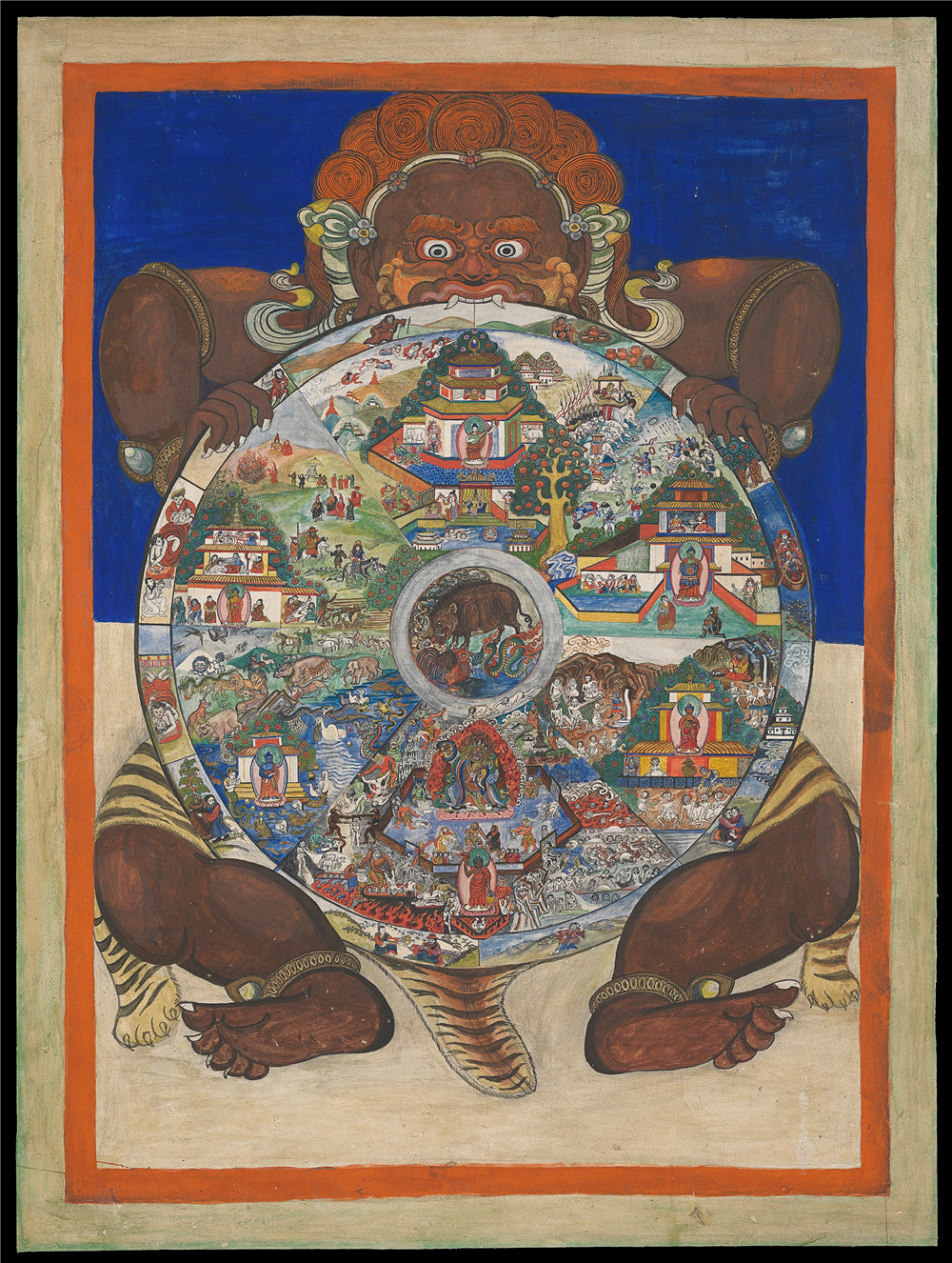 2772-唐卡-HBMT-077六道轮回-300dpi - Tibetan thangka painting, front view