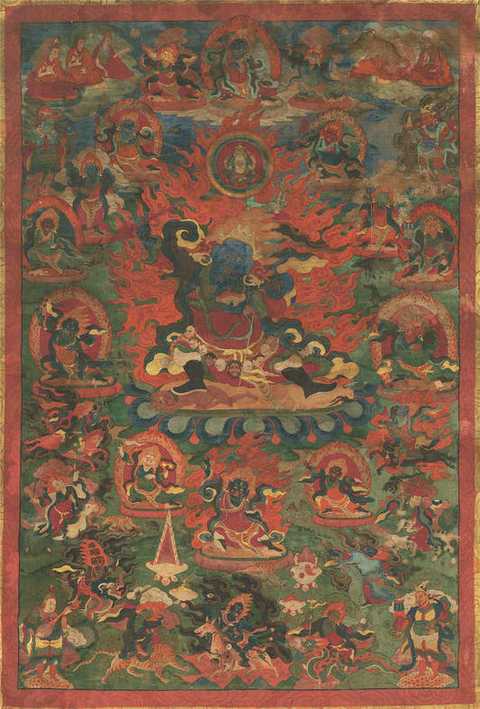 Legden Mahakala Thangka - Tibetan thangka painting, front view