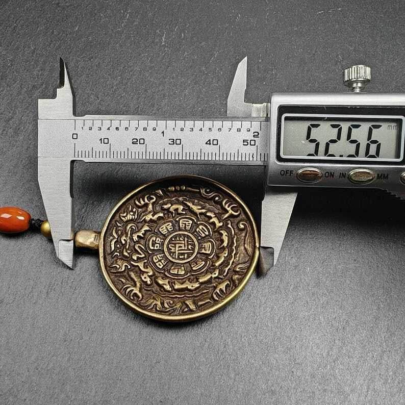 Calendar Amulet Sipaho Badge - Melong Mirror,45mm - Tibetan Buddhist amulet, size reference