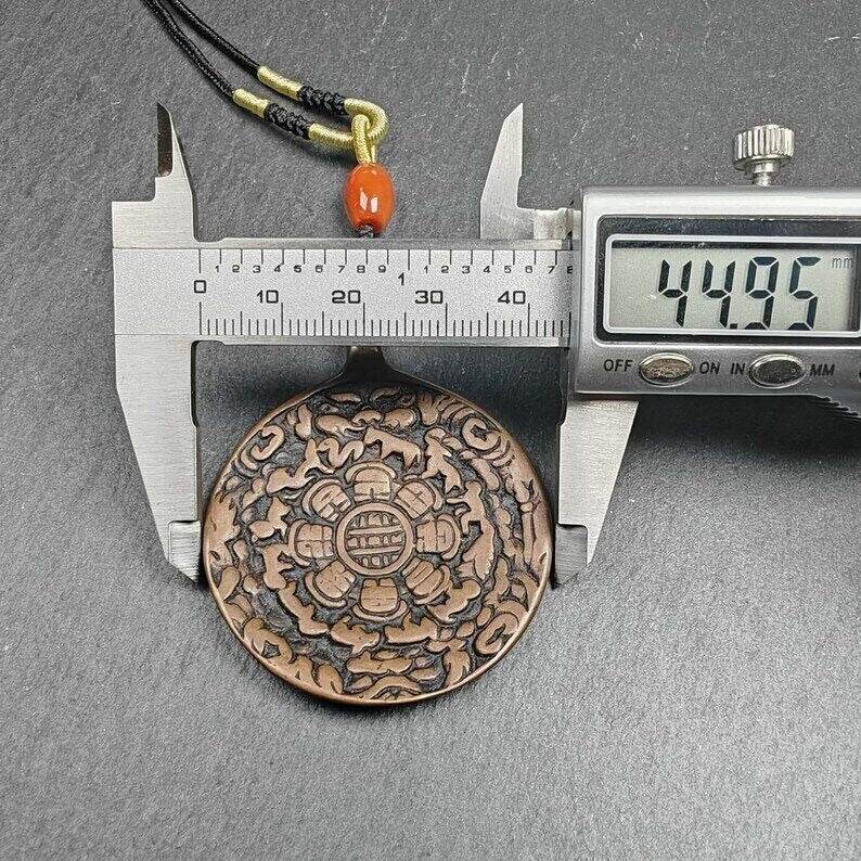 Calendar Amulet Sipaho Badge - Melong Mirror,45mm - Tibetan Buddhist amulet, size reference