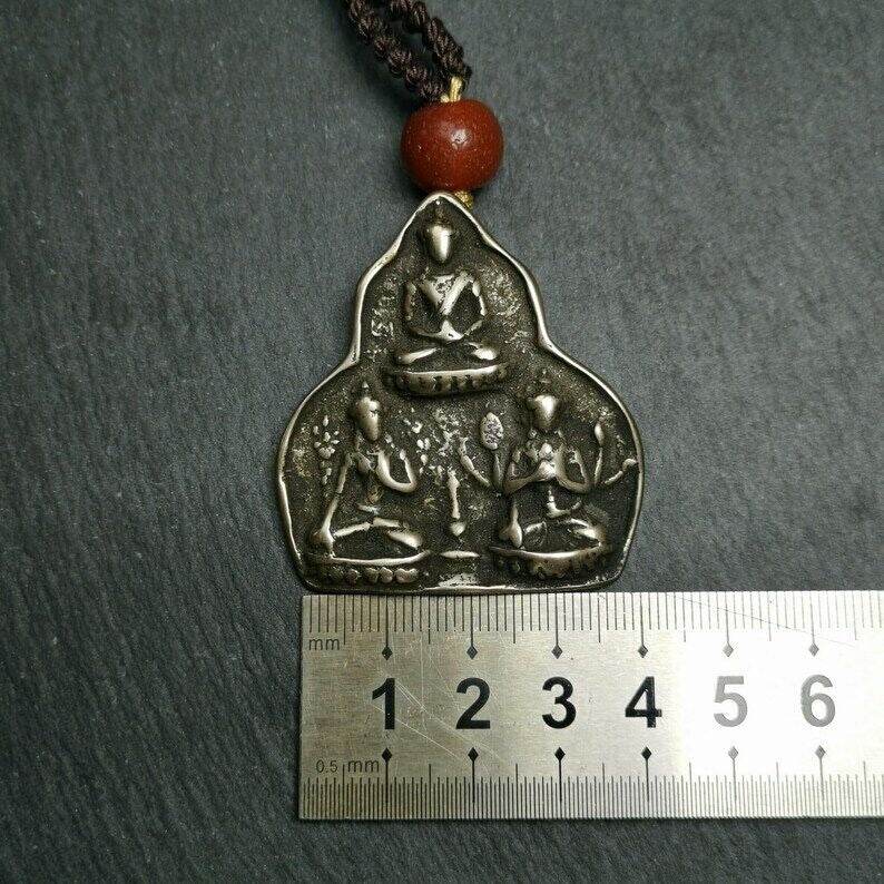 Statue Pendant,Protective Amulet - Tibetan Buddhist amulet, size reference