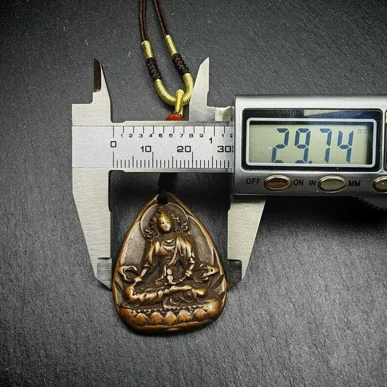 Gandhanra Old Tibetan Buddha Statue Amulet,Unique Green Tara Pendant,Protective Jewelry