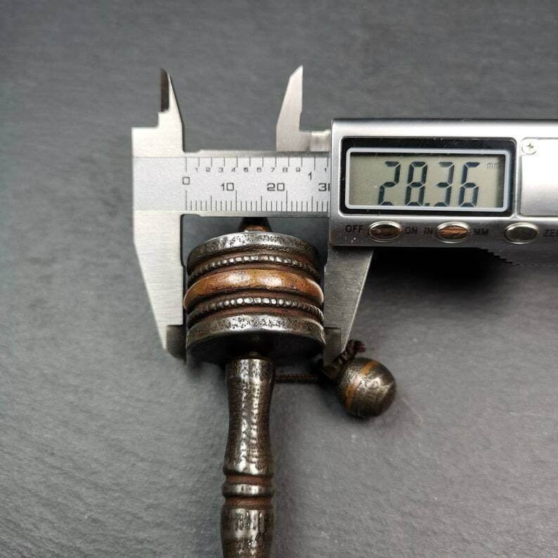 Handheld Prayer Wheel,Mani Wheel - Tibetan Buddhist art, size reference