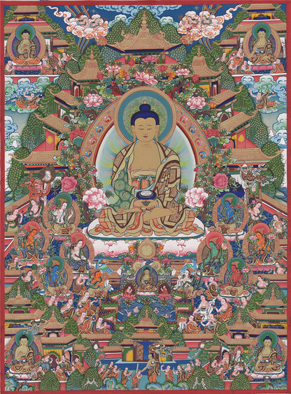 Gandhanra Tibetan Thangka Art - Amitayus - Amitabha - from Kathok Monastery - Giclee Print with Mineral Pigments