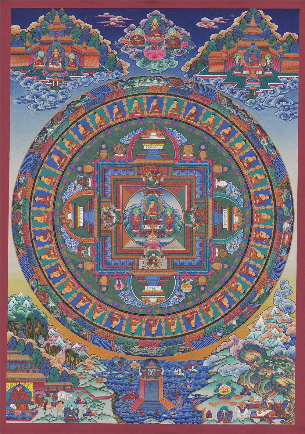 Gandhanra Tibetan Giclee Printed Thangka Art - Shakyamuni Mandala Thangka