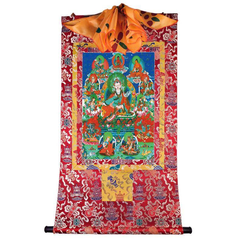 Eight Manifestations of Guru Rinpoche - Padmasambhava - Tibetan thangka painting, detailed view