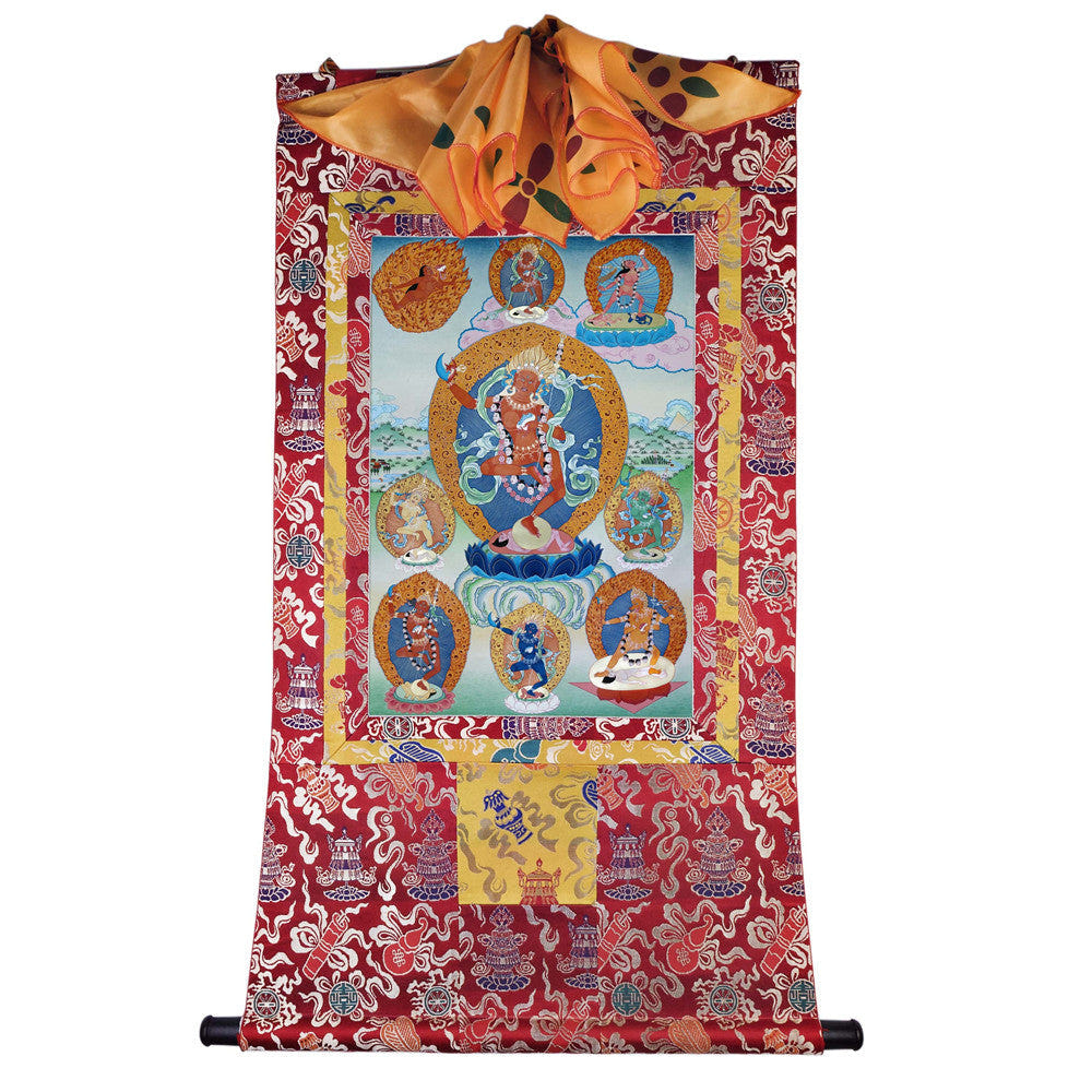 2746-唐卡-HBMT-050金刚亥母-卓玛那嫫-噶玛噶举-老-240dpi - Tibetan thangka painting, detailed view