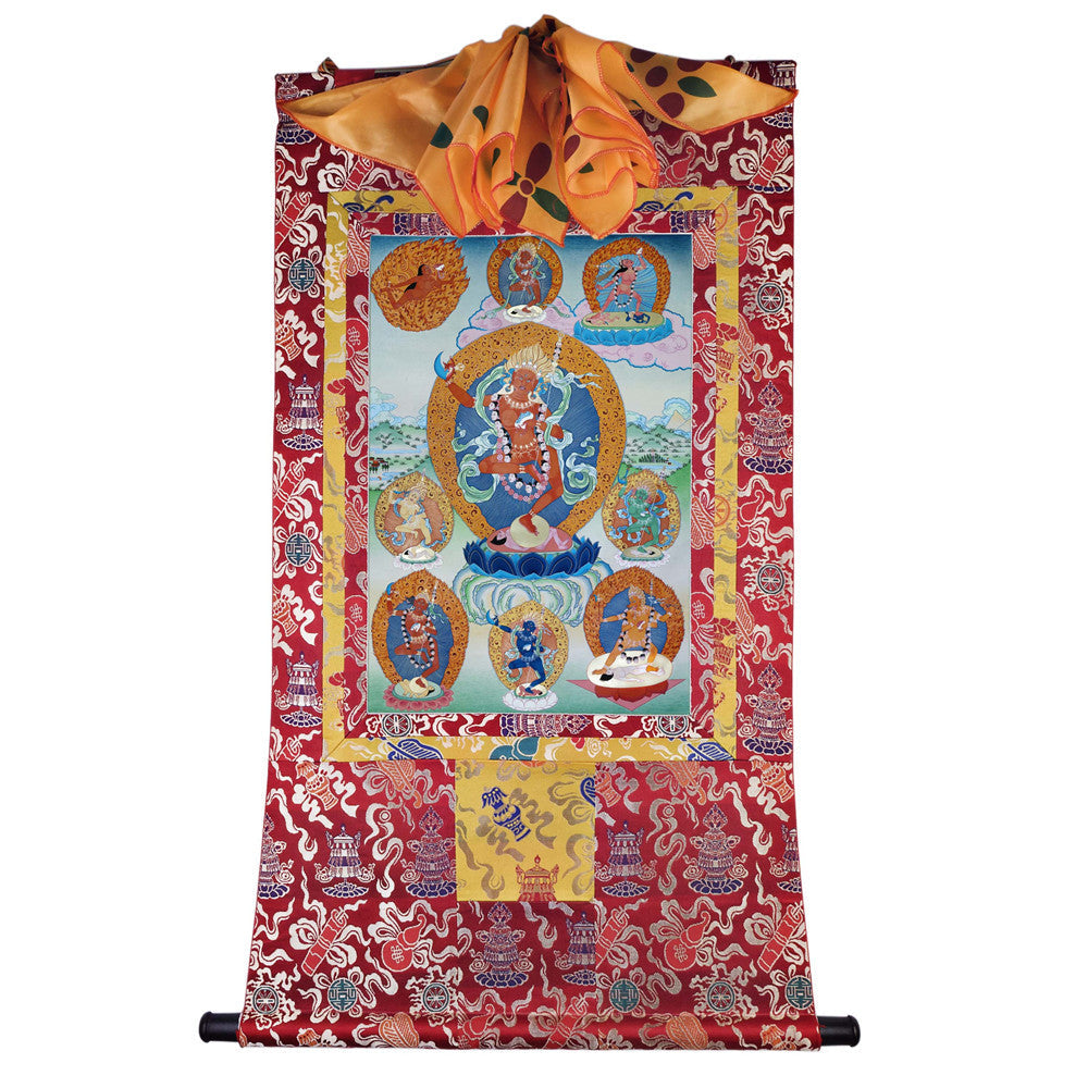 2746-唐卡-HBMT-050金刚亥母-卓玛那嫫-噶玛噶举-老-240dpi - Tibetan thangka painting, detailed view