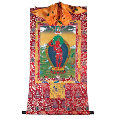 Dakini - Yeshe Tsogyal - Tibetan thangka painting, detailed view