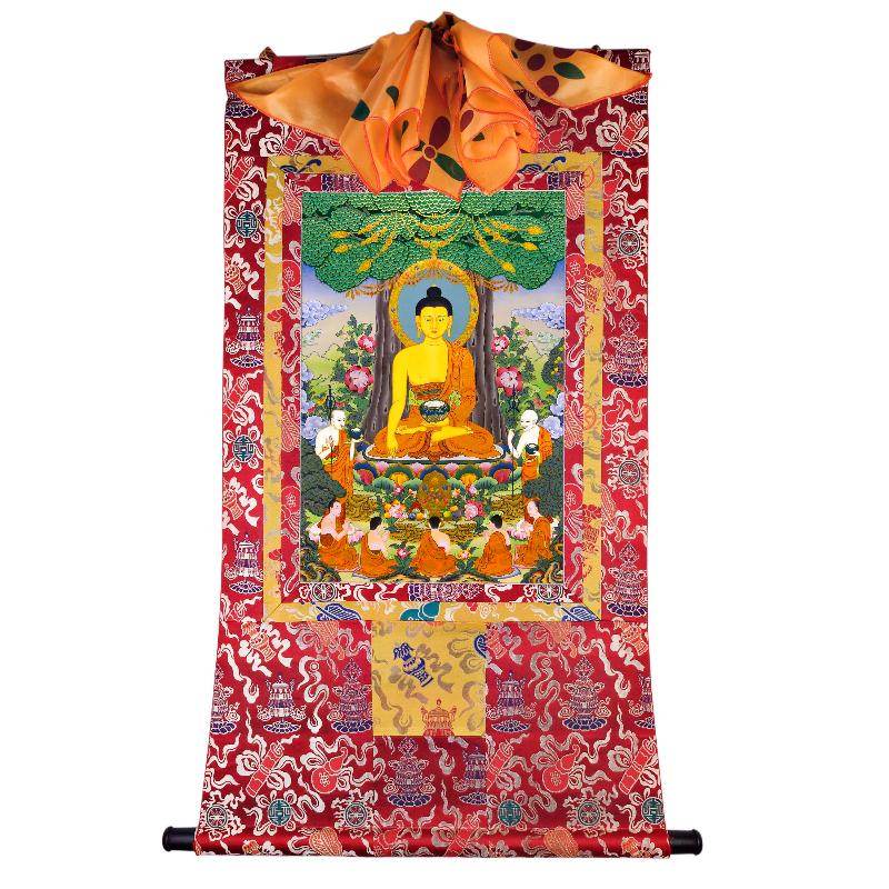 Shakyamuni - Tibetan thangka painting, detailed view