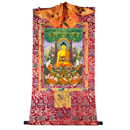 Gandhanra Tibetan Thangka Art - Shakyamuni - from Kathok Monastery - Giclee Print with Mineral Pigments