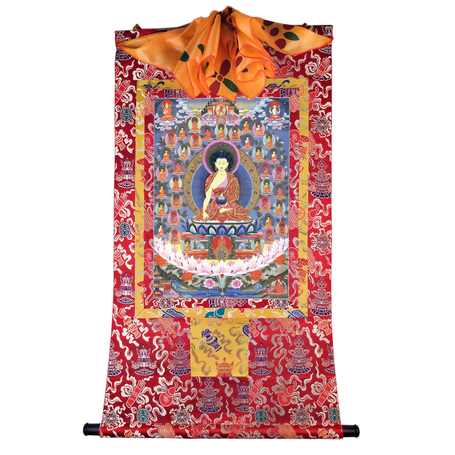 Gandhanra Tibetan Thangka Art - 35 Confession Buddhas - from Kathok Monastery - Giclee Print with Mineral Pigments