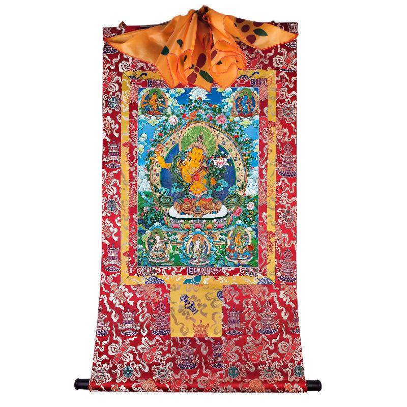 Manjushri - Tibetan thangka painting, detailed view