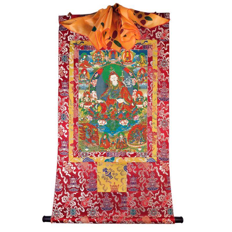Eight Manifestations of Guru Rinpoche - Padmasambhava - Tibetan thangka painting, detailed view