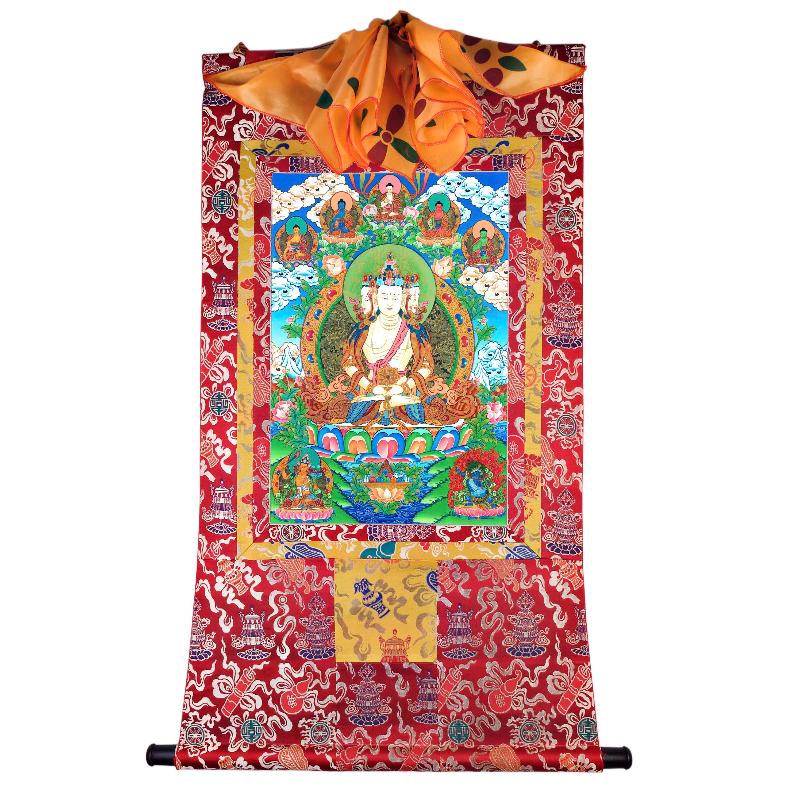 Gandhanra Tibetan Thangka Art - Vairocana - Mahavairocana - from Kathok Monastery - Giclee Print with Mineral Pigments