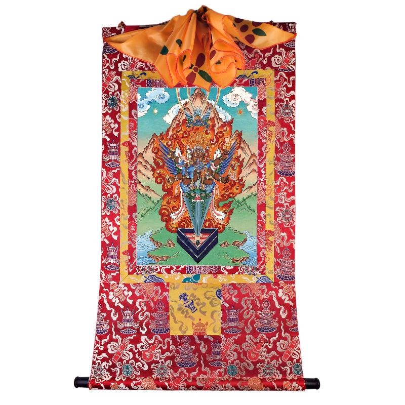 Gandhanra Tibetan Thangka Art - Vajrakilaya - Dorje Phurba - from Kathok Monastery - Giclee Print with Mineral Pigments