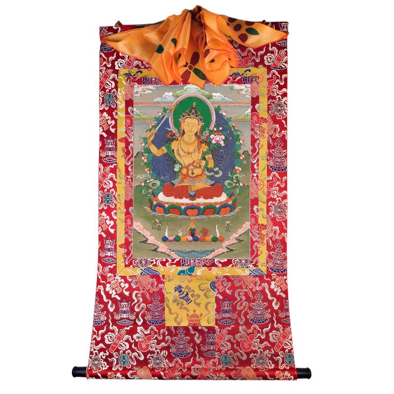 Gandhanra Tibetan Thangka Art - Manjusri - from Kathok Monastery - Giclee Print with Mineral Pigments