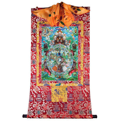 Samsara - Six Realm Wheel of Life - Tibetan thangka painting, detailed view