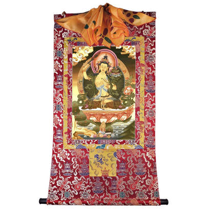 Manjusri Image - Tibetan thangka painting, view 7