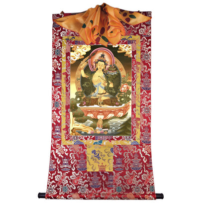 Gandhanra Tibetan Thangka Art - Manjusri - from Kathok Monastery - Giclee Print with Mineral Pigments