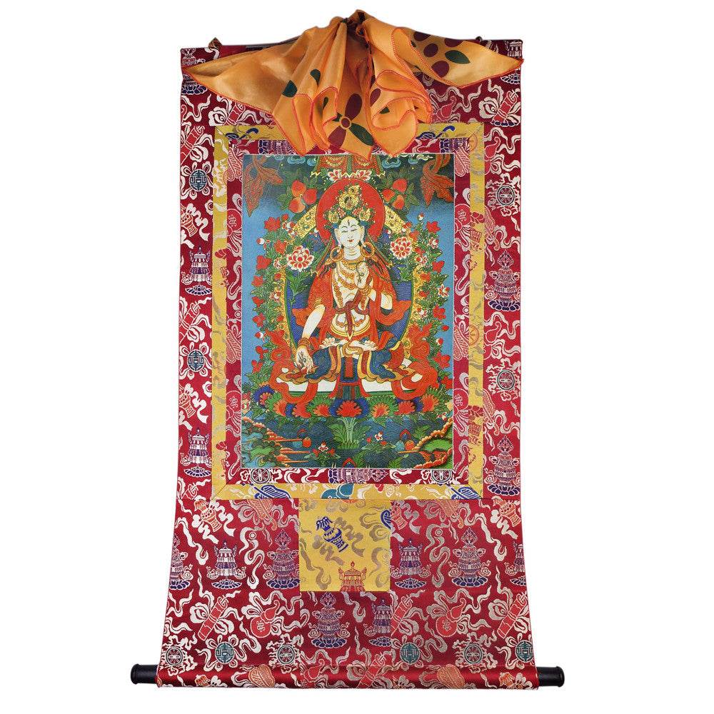White Tara - Tibetan thangka painting, detailed view