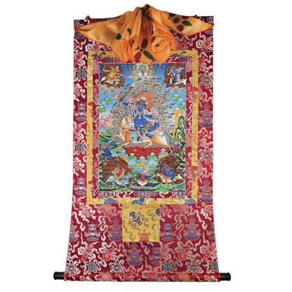 Palden Lhamo / Magzor Gyalmo / Shri Devi - Tibetan thangka painting, detailed view