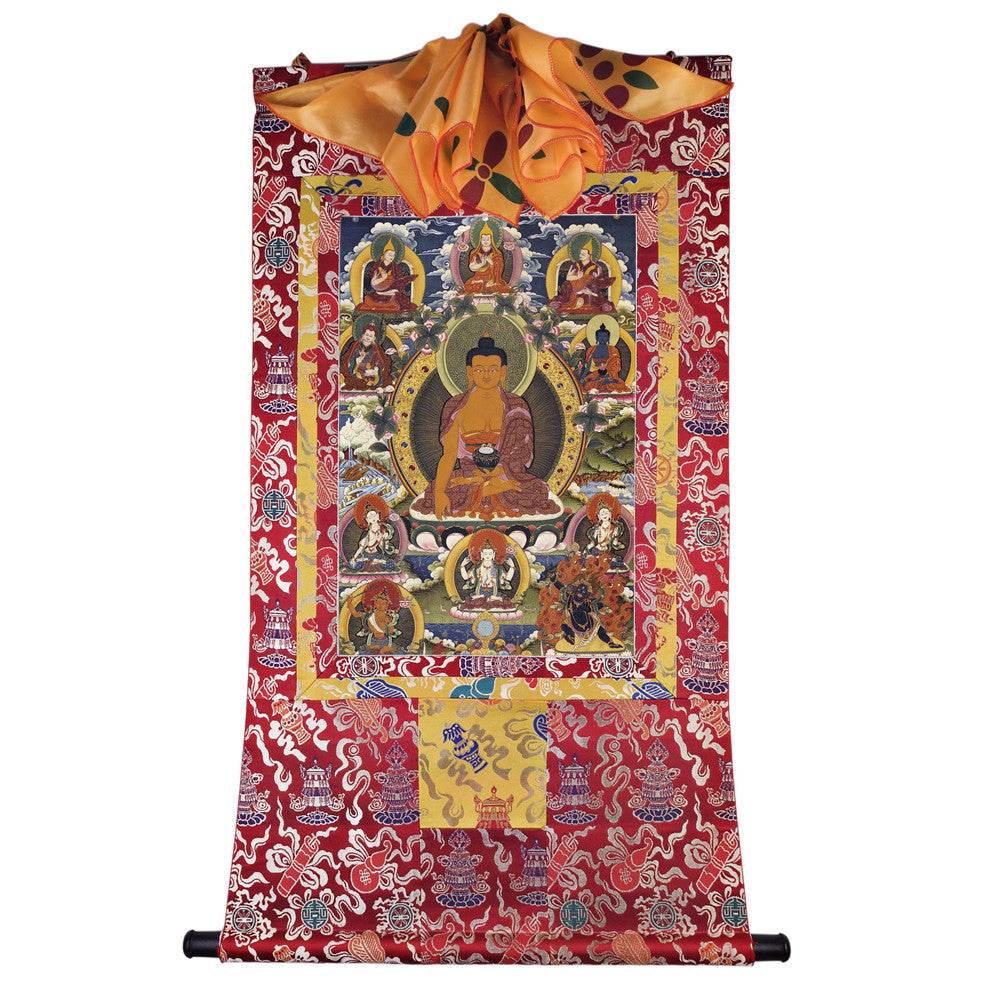 Shakyamuni - 18th Century - Tibetan thangka painting, detailed view