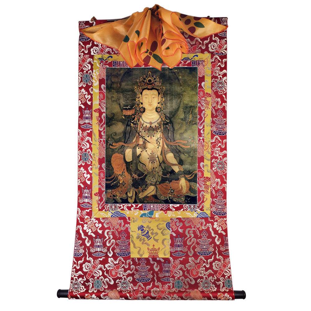 Samantabhadra - 17th Century - Tibetan thangka painting, detailed view