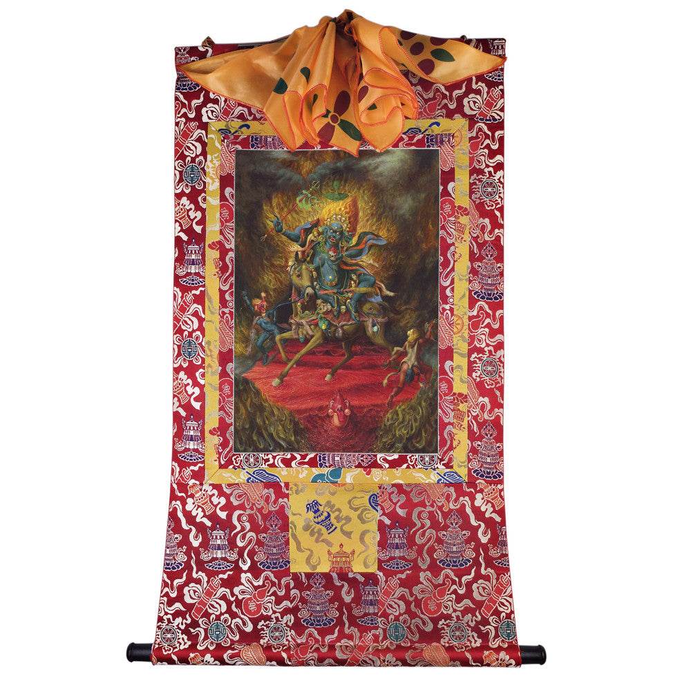 Palden Lhamo / Magzor Gyalmo / Shri Devi - Tibetan thangka painting, detailed view