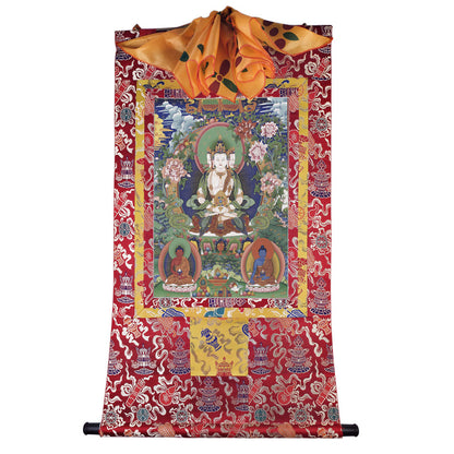 Gandhanra Tibetan Thangka Art - Vairocana - Mahavairocana - from Kathok Monastery - Giclee Print with Mineral Pigments