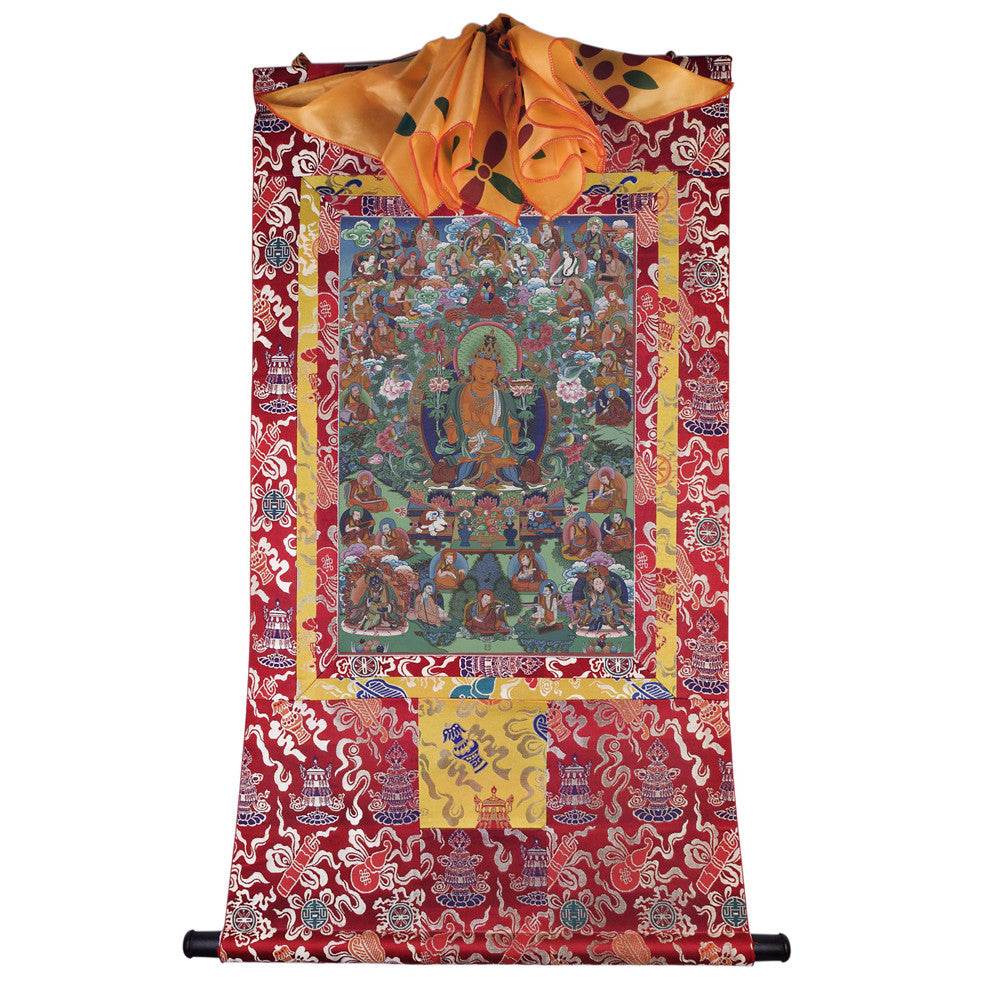 Manjusri - Tibetan thangka painting, detailed view