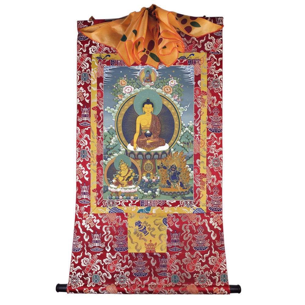 Shakyamuni - 18th Century - Tibetan thangka painting, detailed view
