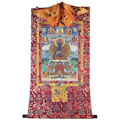 Medicine Buddha Image - Tibetan thangka painting, view 7